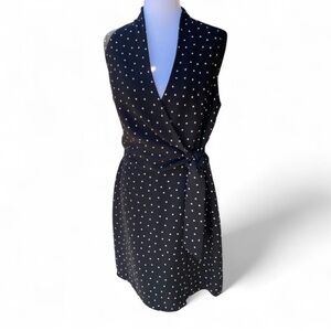 Elegant Black‎ Polka Dot Wrap Dress